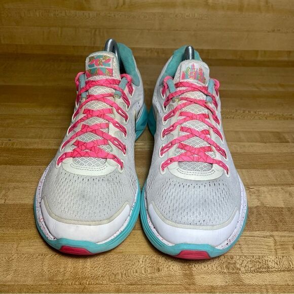 Nike LunarGlide+ 4 marathon 26.2 Stealth White Pink Gray Running Shoes Size 10 - Picture 4 of 7